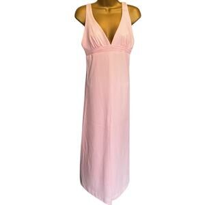 Vintage 70s Pink Evening Gown Sleeveless Maxi Dress Handmade Empire Waist